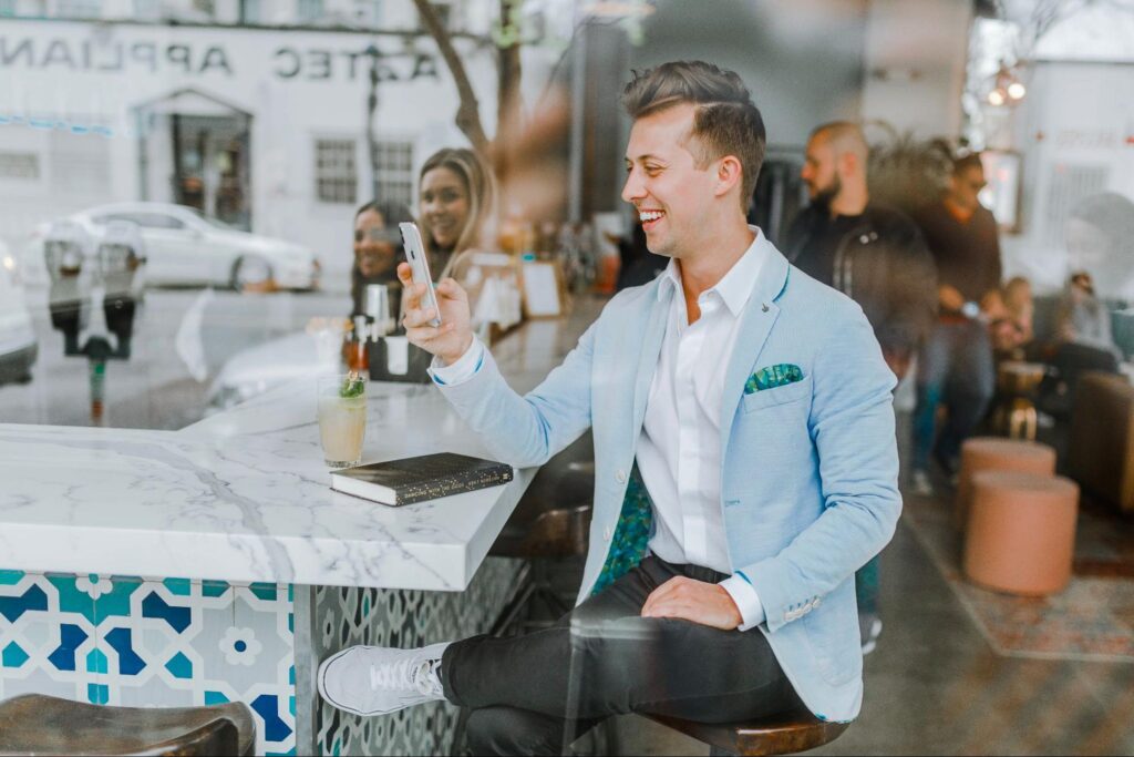 man holding smartphone