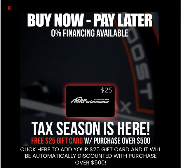 Automotive BNPL popup