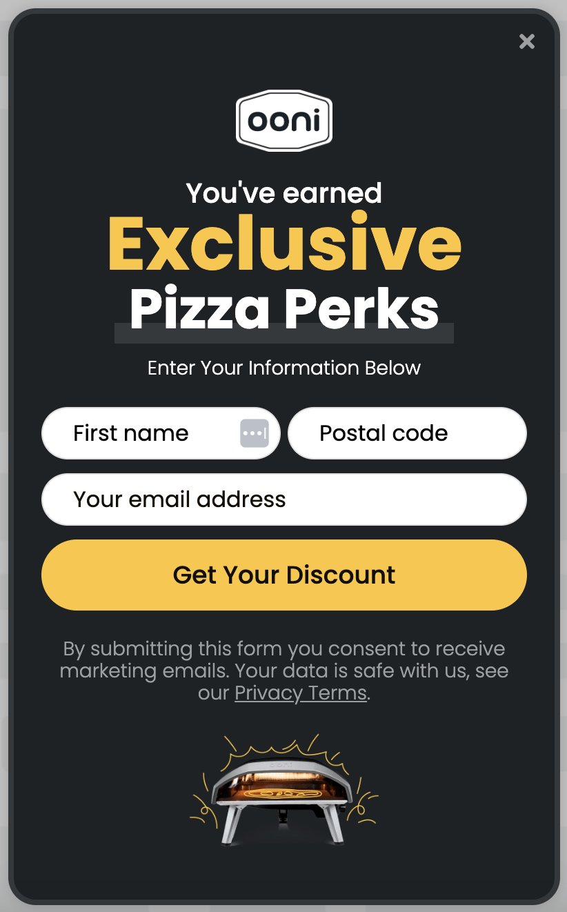 Ooni lead capture screen 3